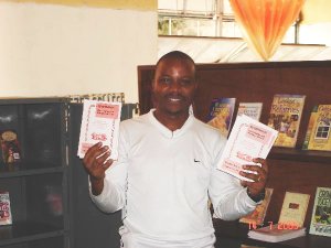 a Manna Publications bookseller in Tanzania